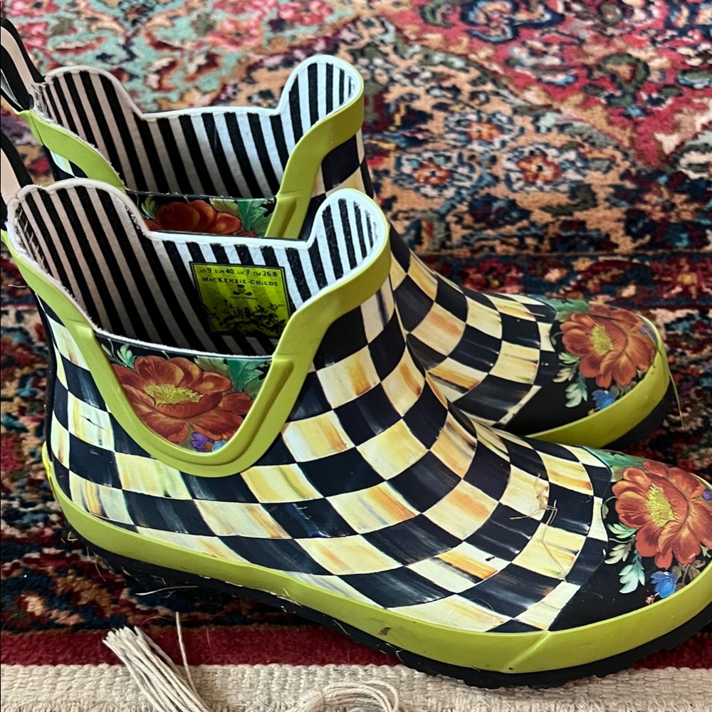 McKenzie-Childs Floral Checkered Women's Rain Boots